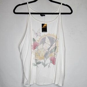 Torrid White Floral Graphic Tank Top